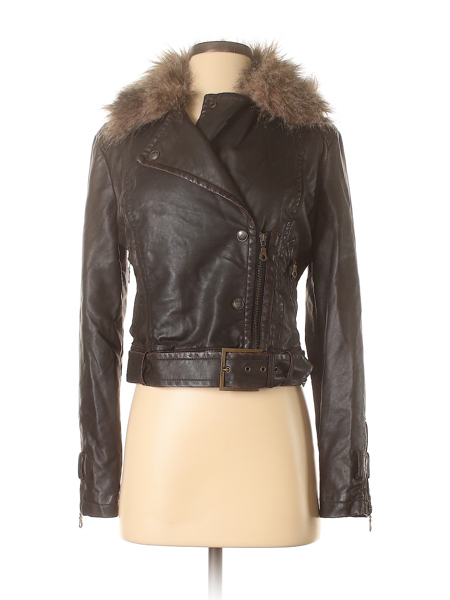Nwt Jessica Simpson Women Brown Faux Leather Jacket S Nwt Jessica Simpson Women Brown Faux