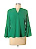 J. Crew Factory Store 100% Polyester Green Long Sleeve Blouse Size L (petite) - photo 1