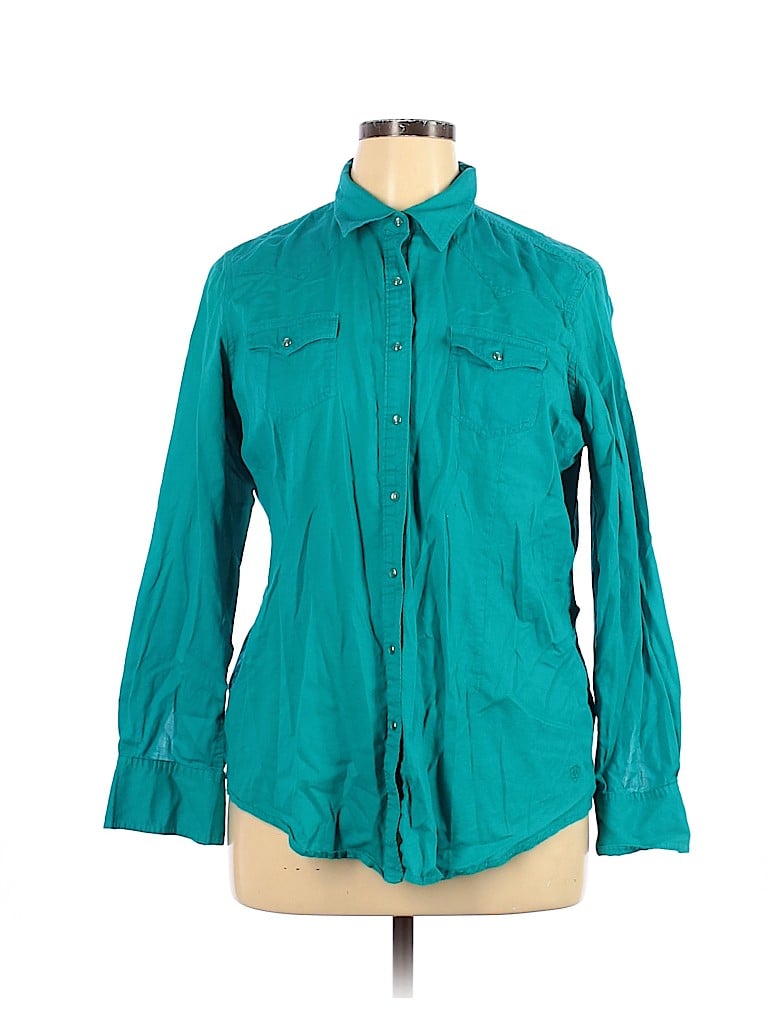 Ariat 100% Cotton Teal Long Sleeve Button-Down Shirt Size XL - 78% off ...