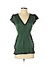 BCBGMAXAZRIA Green Short Sleeve Silk Top Size S - photo 1