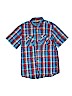 Gap Kids Outlet 100% Cotton Checkered-gingham Blue Short Sleeve Button-Down Shirt Size XX-Large youth - photo 1