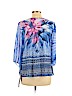 JM Collection 100% Polyester Blue 3/4 Sleeve Blouse Size L (petite) - photo 2