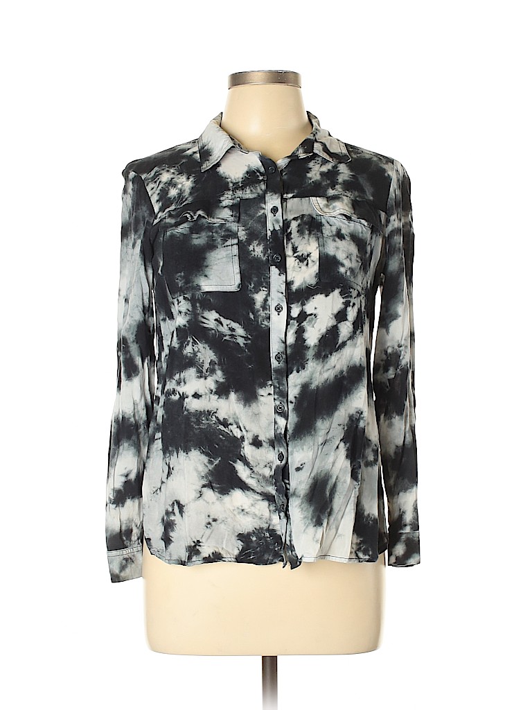 a.n.a. A New Approach 100% Rayon Gray Long Sleeve Blouse Size L (petite) - photo 1
