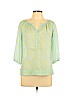 Ann Taylor LOFT 100% Polyester Green 3/4 Sleeve Blouse Size M (petite) - photo 1