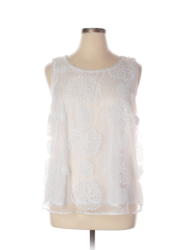 Simply Vera Vera Wang 100% Polyester White Sleeveless Blouse Size XL ...