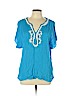 Lilly Pulitzer 100% Viscose Blue Short Sleeve Blouse Size L - photo 1