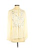 Prabal Gurung 100% Silk Ivory Long Sleeve Silk Top Size 8 - photo 1
