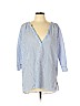 Zara 100% Cotton Blue 3/4 Sleeve Blouse Size L - photo 1