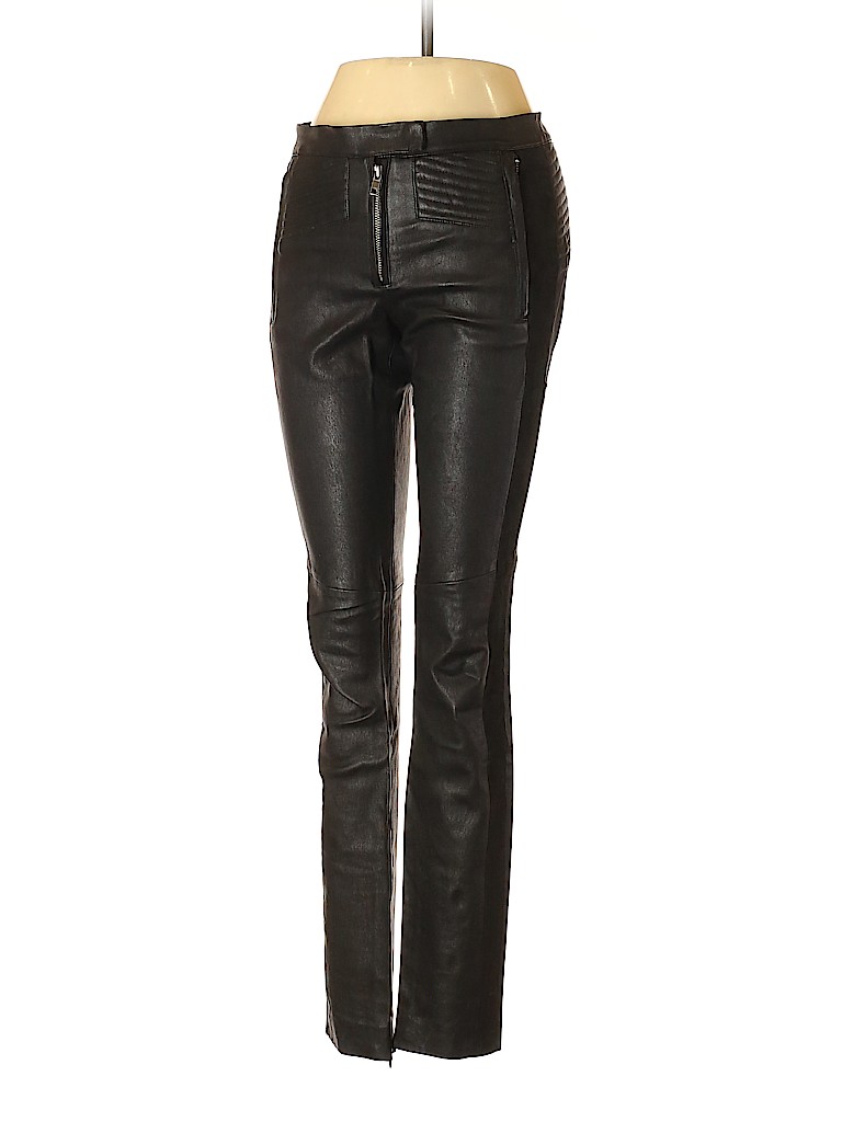 A.L.C. Solid Black Leather Pants Size 2 - 84% off | thredUP