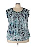 Jones New York 100% Polyester Blue Short Sleeve Top Size 3X - photo 1