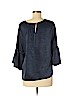Waverly Grey 100% Polyester Blue 3/4 Sleeve Blouse Size M - photo 2