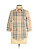 Burberry 100% Cotton Tan 3/4 Sleeve Button-Down Shirt Size M - photo 1