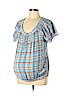 Motherhood 100% Cotton Blue Short Sleeve Blouse Size L - photo 1