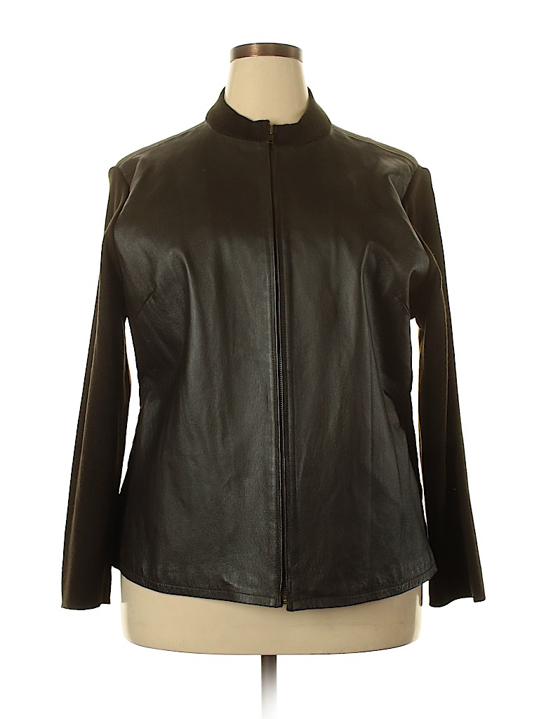 Uniform John Paul Richard 100 Leather Solid Green Brown Leather Jacket