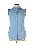 Banana Republic Blue Sleeveless Button-Down Shirt Size 14 - photo 1