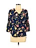 NY Collection 100% Polyester Blue 3/4 Sleeve Blouse Size M (petite) - photo 1