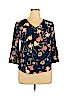 NY Collection 100% Polyester Blue 3/4 Sleeve Blouse Size L (petite) - photo 1