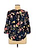 NY Collection 100% Polyester Blue 3/4 Sleeve Blouse Size L (petite) - photo 2