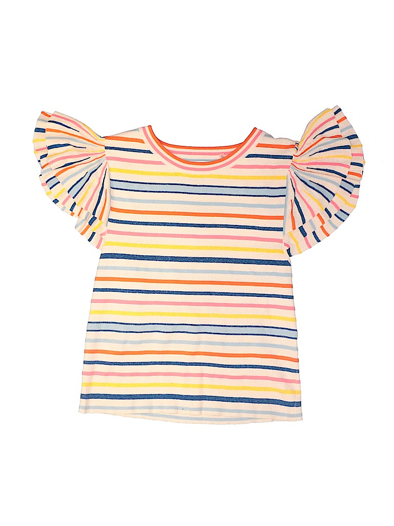 Alice + Olivia Stripes Ivory Short Sleeve Top Size L (kids) - photo 1