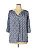 Artisan NY 100% Rayon Blue 3/4 Sleeve Blouse Size 1X - photo 1