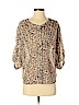 Ann Taylor LOFT 100% Polyester Tan 3/4 Sleeve Button-Down Shirt Size S (petite) - photo 1