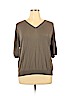 Faconnable 100% Silk Gray 3/4 Sleeve Silk Top Size L - photo 1