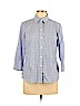Foxcroft 100% Cotton Blue 3/4 Sleeve Button-Down Shirt Size 12 (petite) - photo 1