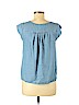 Ann Taylor LOFT Outlet 100% Lyocell Blue Short Sleeve Blouse Size M (petite) - photo 2
