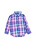 Janie and Jack 100% Cotton Checkered-gingham Blue Long Sleeve Button-Down Shirt Size 18-24 mo - photo 1