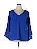 City Chic Blue Long Sleeve Blouse Size 18 Plus (M) - photo 1