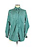 Diane von Furstenberg 100% Polyester Teal 3/4 Sleeve Button-Down Shirt Size M - photo 1