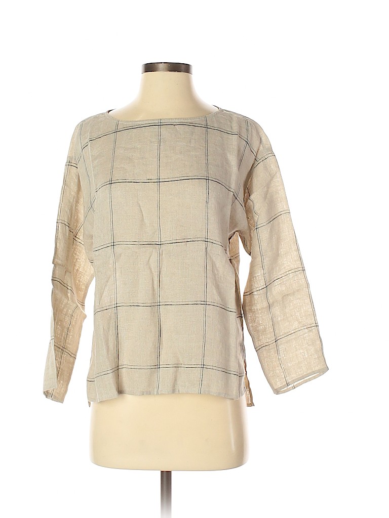 Eileen Fisher 100% Linen Tan Long Sleeve Blouse Size S (petite) - photo 1