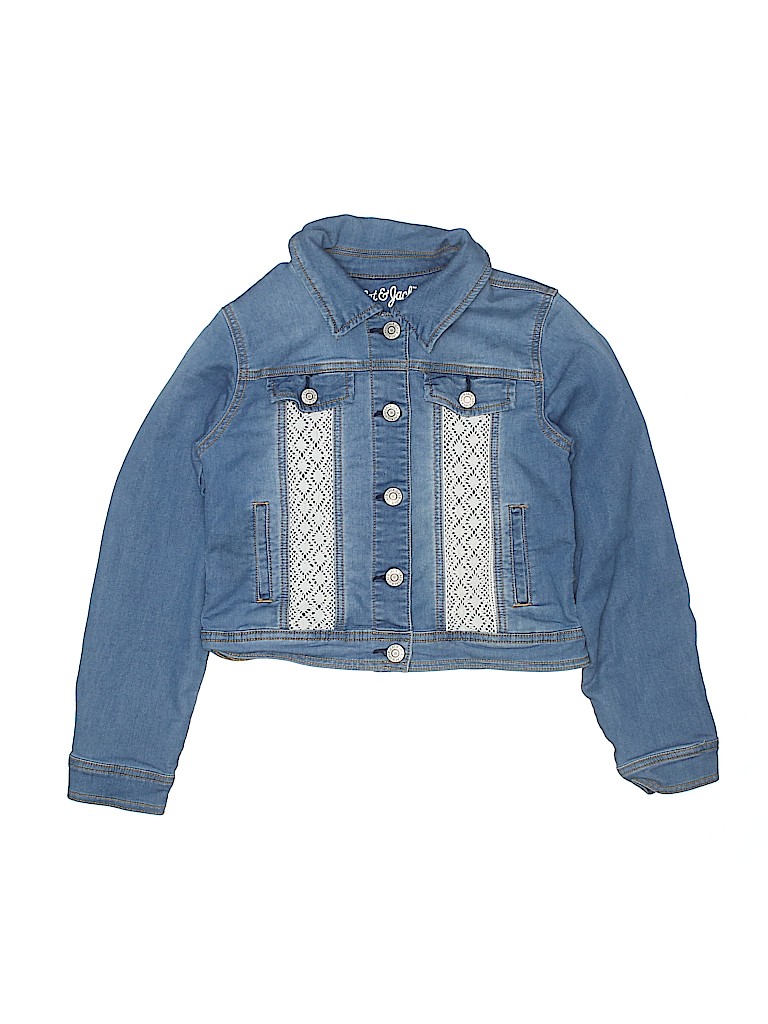 Cat & Jack Solid Blue Denim Jacket Size 10 12 80 off thredUP
