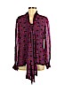 Tory Burch 100% Silk Purple Long Sleeve Silk Top Size 10 - photo 1