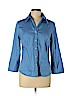 Talbots Blue 3/4 Sleeve Button-Down Shirt Size L (petite) - photo 1
