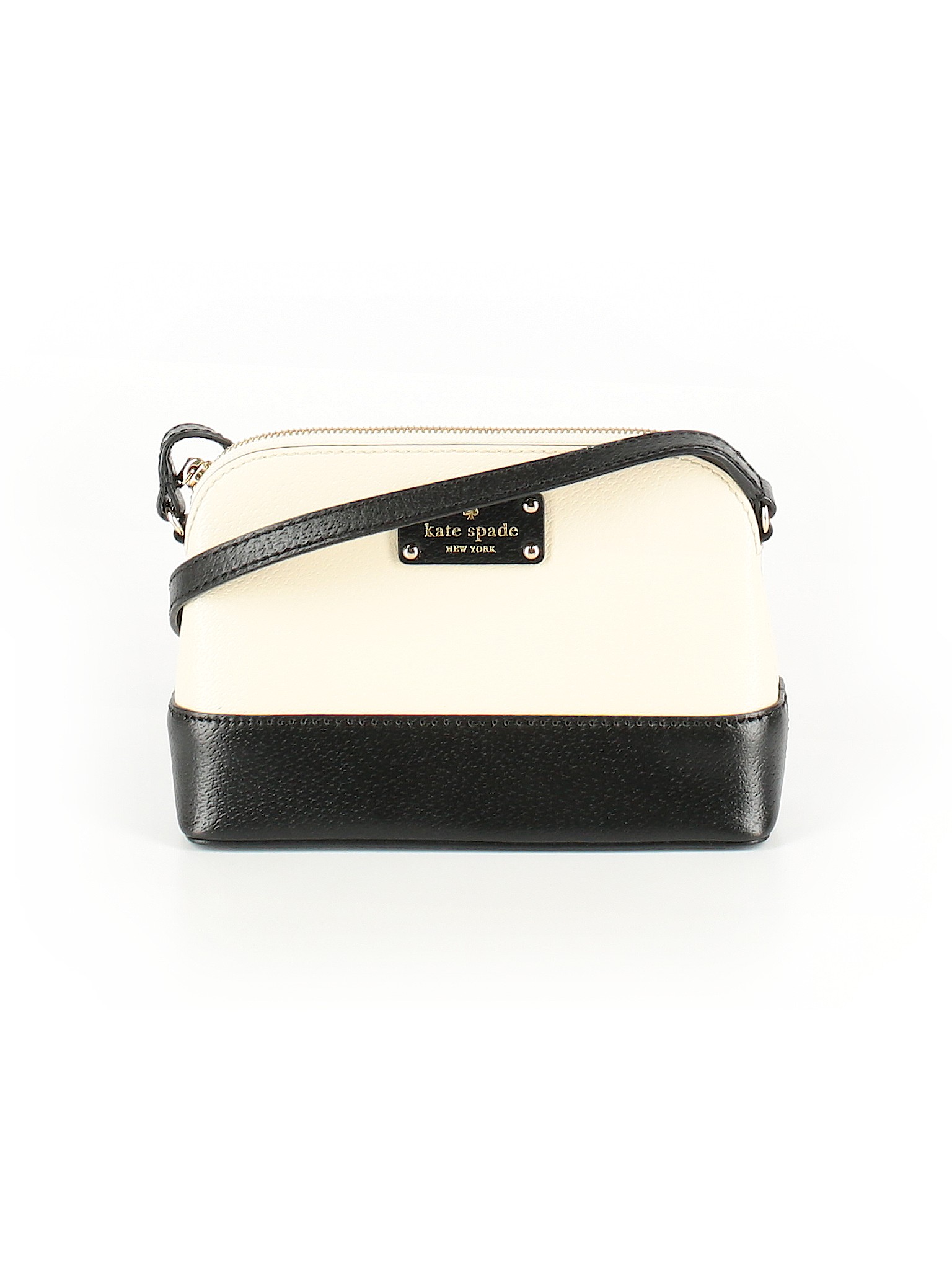 Kate Spade New York Color Block Solid Ivory Leather Crossbody Bag One
