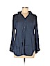 Intro 100% Bamboo Blue Long Sleeve Button-Down Shirt Size M (petite) - photo 1
