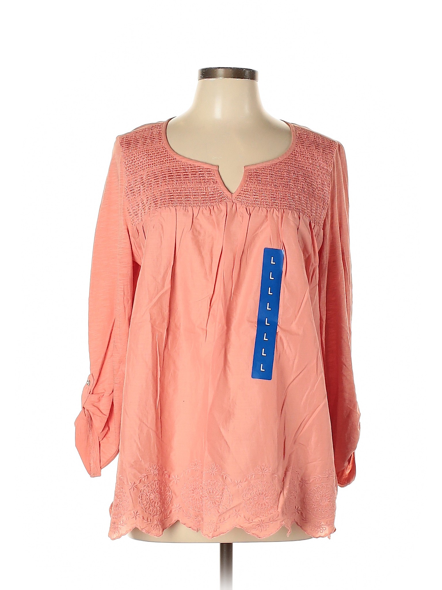 NWT Gloria Vanderbilt Women Pink 3/4 Sleeve Blouse L | eBay