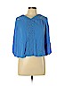 New Directions 100% Rayon Blue 3/4 Sleeve Blouse Size L (petite) - photo 1