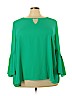 Lane Bryant 100% Polyester Green Long Sleeve Blouse Size 22 - 24 Plus - photo 1
