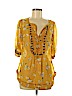 Angie 100% Polyester Yellow Short Sleeve Blouse Size M - photo 1