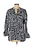 Nic + Zoe 100% Cotton Blue 3/4 Sleeve Blouse Size L (petite) - photo 1