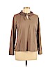 Lands' End 100% Cotton Brown Long Sleeve Blouse Size L (petite) - photo 1