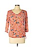 Lucky Brand 100% Cotton Orange 3/4 Sleeve Blouse Size L - photo 1