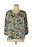 Halogen 100% Polyester Teal 3/4 Sleeve Blouse Size XL - photo 1