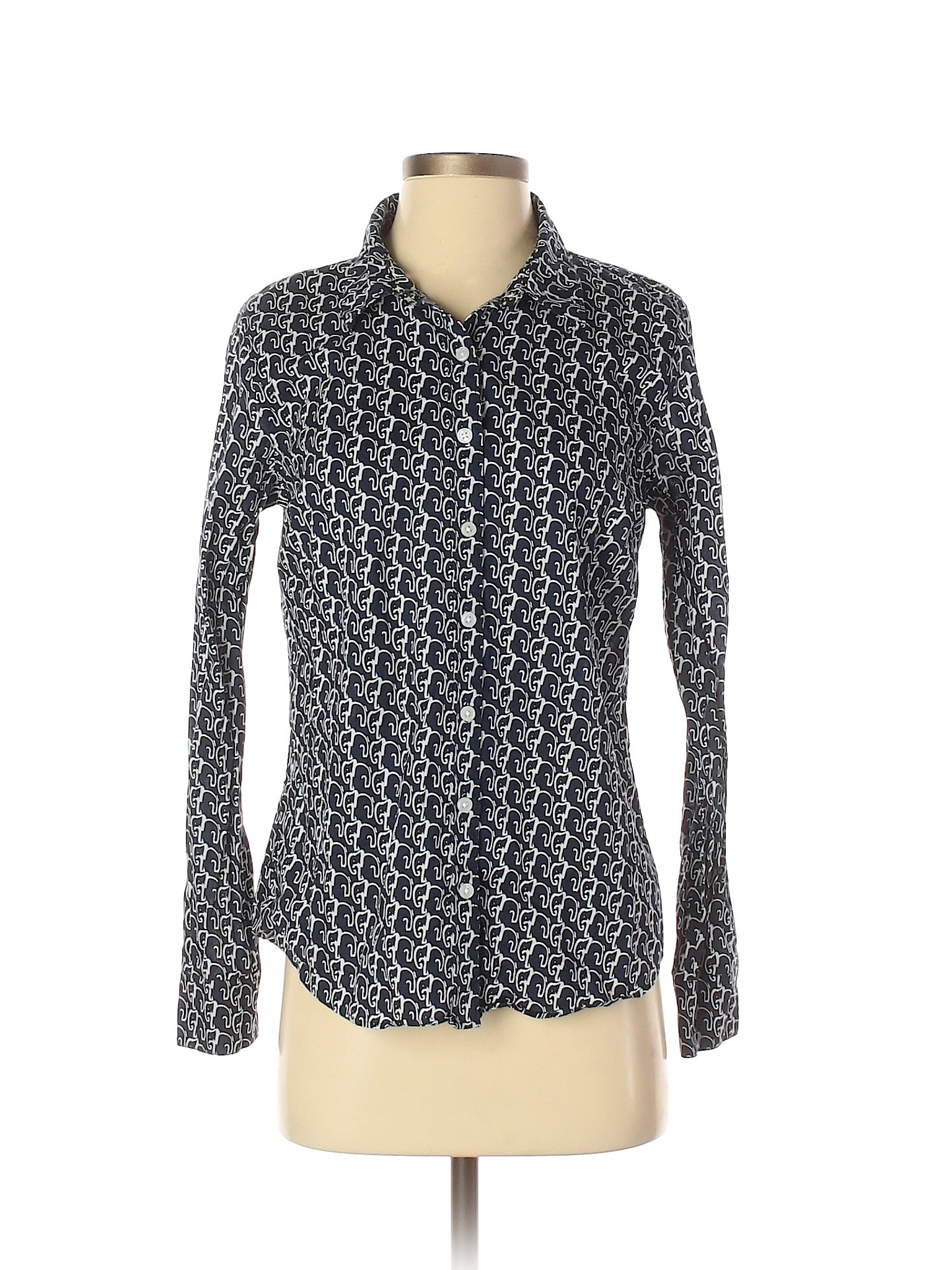 Crown & Ivy Women Blue Long Sleeve Button-Down Shirt S | eBay