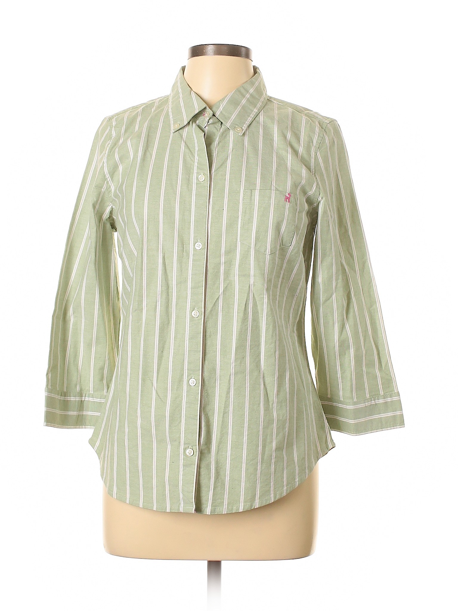 Old Navy Women Green 3/4 Sleeve Button-Down Shirt L | eBay