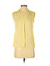 Banana Republic 100% Polyester Yellow Sleeveless Button-Down Shirt Size 0 (petite) - photo 1
