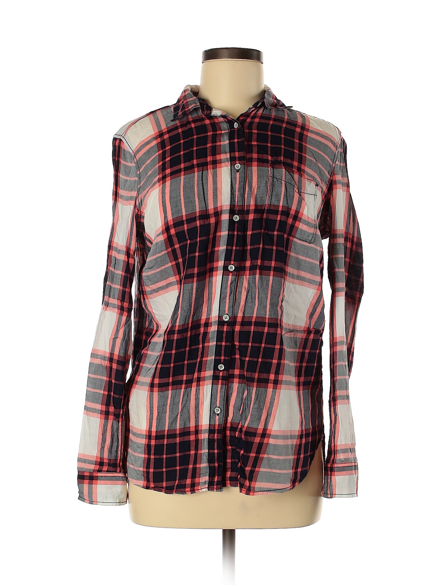 Stylus Women Red Long Sleeve Button-Down Shirt M | eBay