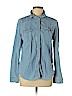 Topshop 100% Cotton Blue Long Sleeve Button-Down Shirt Size 12 - photo 1